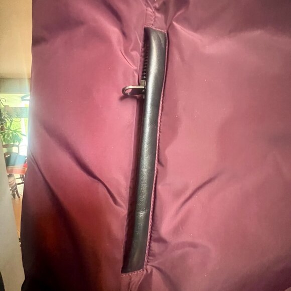 Mackage Burgundy Down Coat with Natural Fur Trip - Exce Condition, Size L-10 - Picture 8 of 10